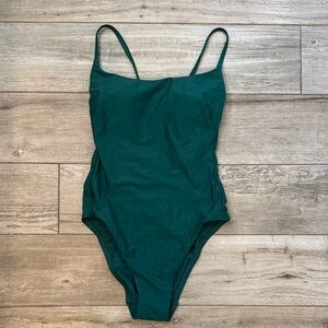 Shade & Shore Emerald Green Strappy Back One-Piece Swimsuit